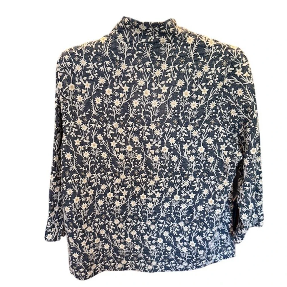 TUCKERNUCK Tunic Top Womens 2XL Blue White Floral Embroidered Popover - Picture 5 of 9